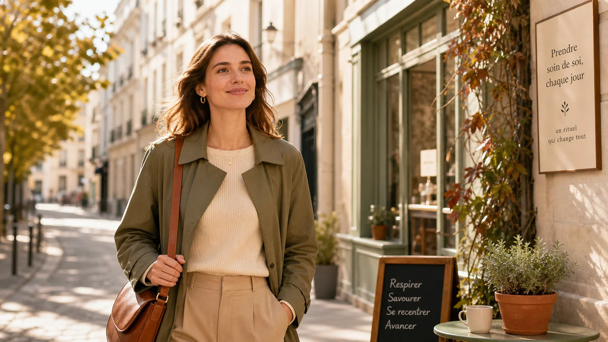 Femme européenne sereine en route pour la reprise après les vacances
