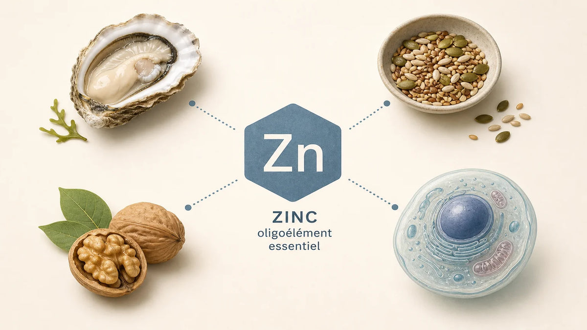 Illustration du zinc et de ses principales sources alimentaires